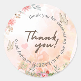 Colorful Forest Butterflies Princess Girl's Runt Klistermärke