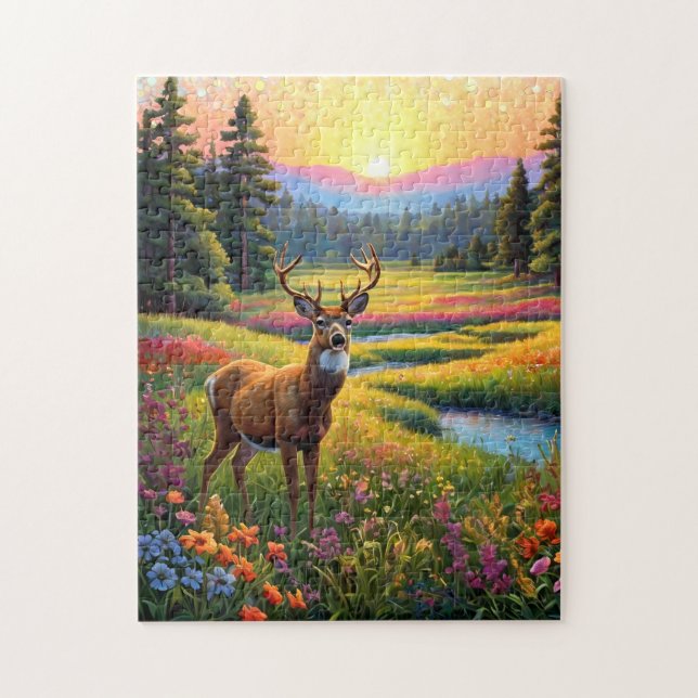 Colorful Forest Colors and Deer art Pussel (Vertikal)