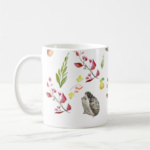 Colorful forest house mönster med bunnies, hedgeh kaffemugg