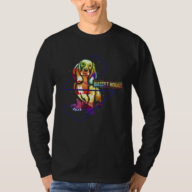Colorful France Basset Hound Bloodhound T Shirt (Framsida)