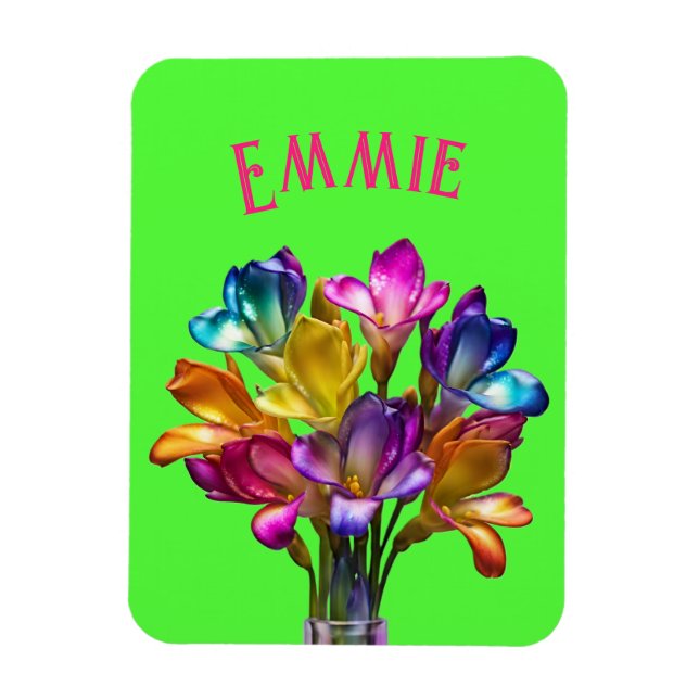 Colorful Freesia Blommigt Bouquet Magnet (Vertikal)