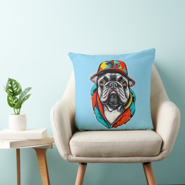 Colorful French Bulldog Kudde (Stol)