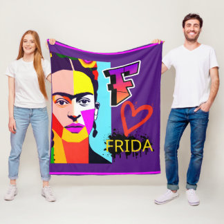 Colorful Frida Heart - Pop Art Stil Fleecefilt