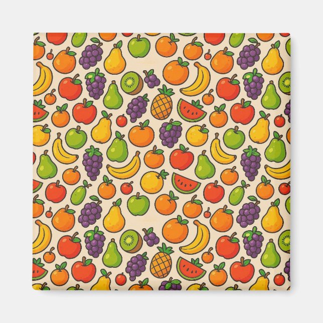 Colorful fruits patterned magnet (Framsidan)