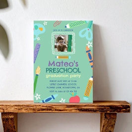 Colorful Fun Photo Preschool Graduation Inbjudningar