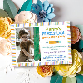 Colorful Fun Photo Preschool Graduation Inbjudningar