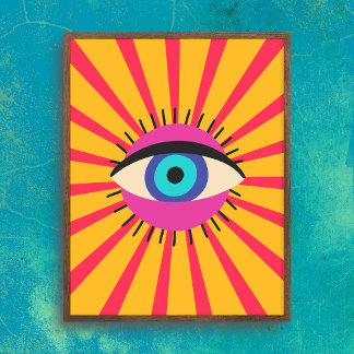 Colorful Funky Evil Öga Poster