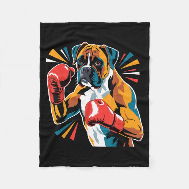 Colorful Funny Boxing Dog Lovers Kickboxing Boxer  Fleecefilt (Framsidan)