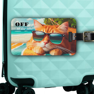 Colorful Funny Cat Tropical Sol Bagagebricka