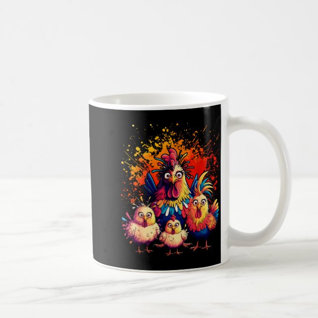 Colorful Funny Chicken Art  Kaffemugg (Höger)