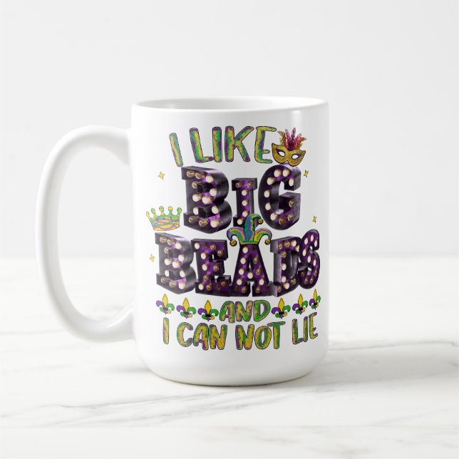 COLORFUL FUNNY MARDI GRAS SAYING KAFFEMUGG (Vänster)