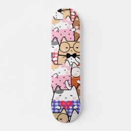 Colorful Funny Nerdy Cats Kitten Mönster Whimsical Mini Skateboard Bräda 18,5 Cm