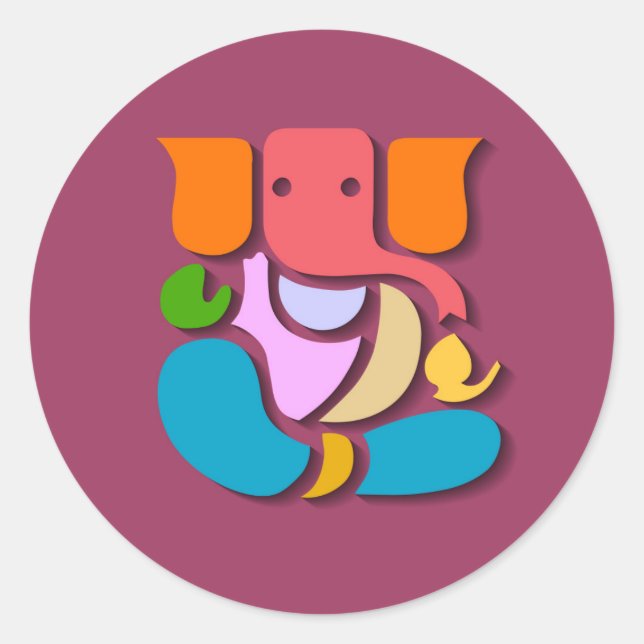 Colorful Ganesha Runt Klistermärke (Framsida)