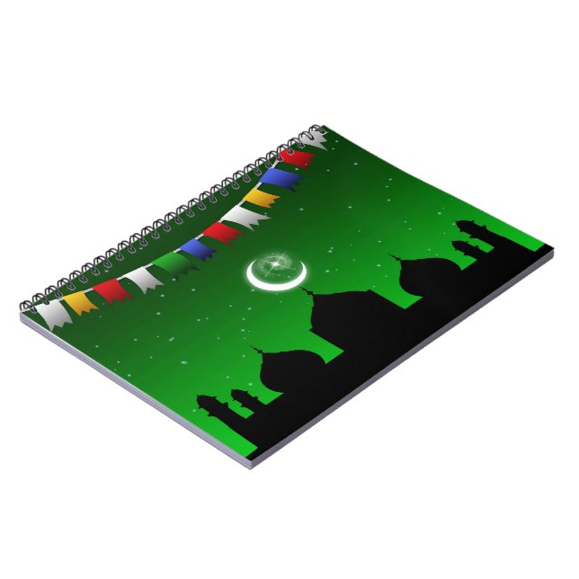 Colorful Garland with Mosque Anteckningsbok Med Spiral (Vänstra Sidan)