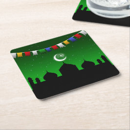 Colorful Garland with Mosque Underlägg Papper Kvadrat