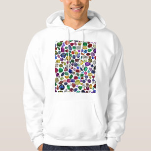 Colorful Gemstone & Diamond Mönster Hoodie