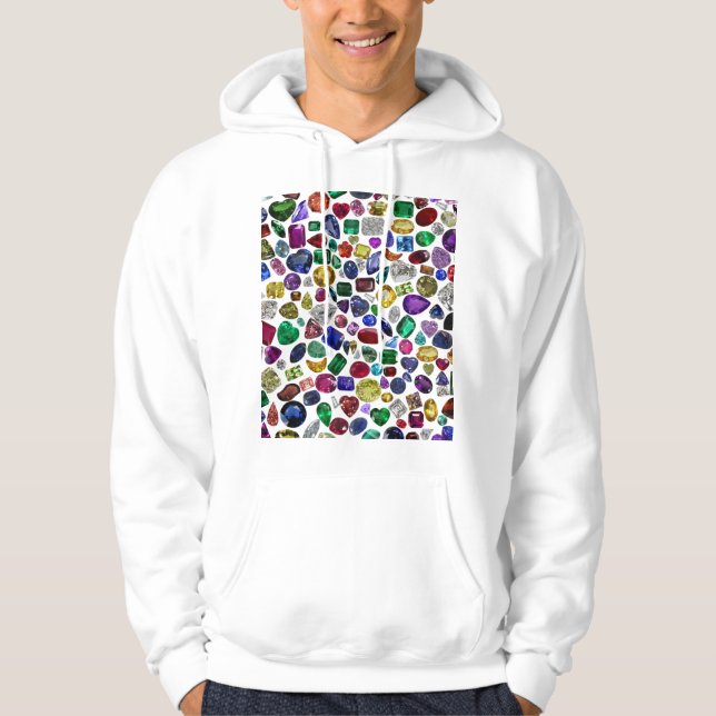 Colorful Gemstone & Diamond Mönster Hoodie (Framsida)