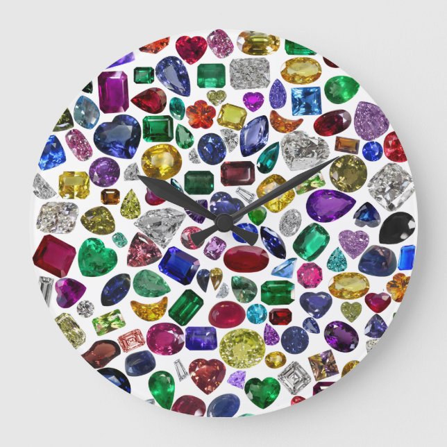 Colorful Gemstone & Diamond Mönster Stor Klocka (Framsida)