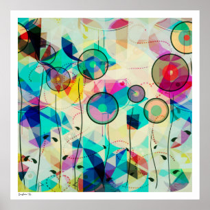 Colorful Geometric Abstrakt Digital Art Poster