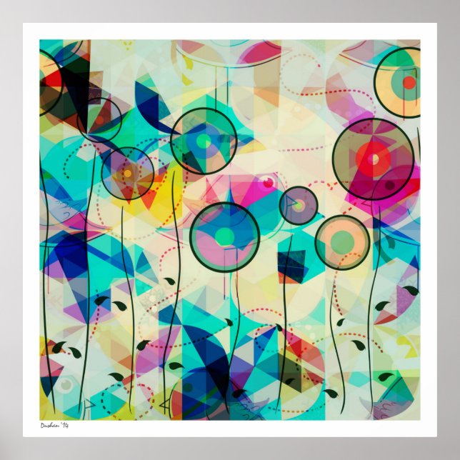 Colorful Geometric Abstrakt Digital Art Poster (Framsidan)