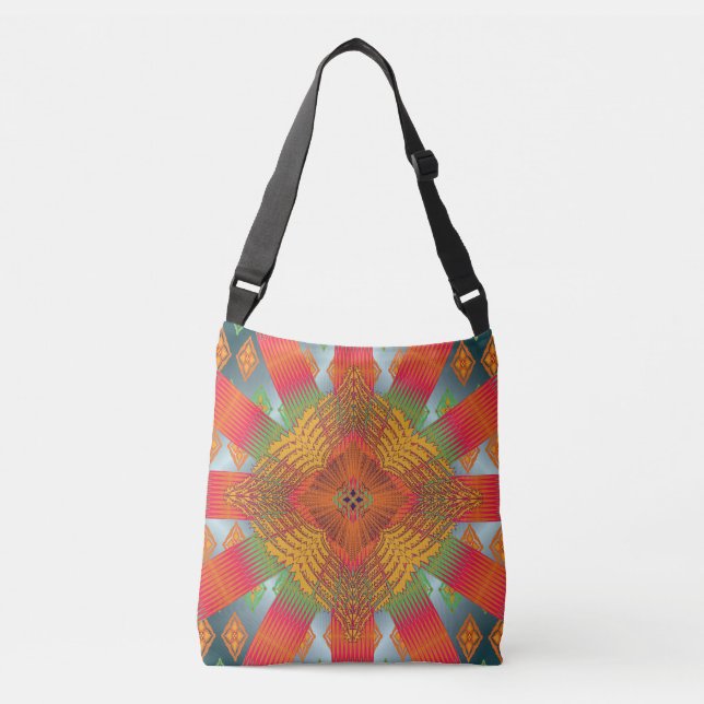 Colorful Geometric Boho Crossbody Tote Bag – Moder Axelväska (Framsida)