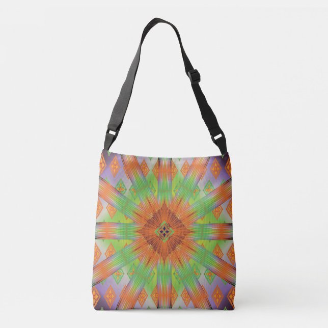 Colorful Geometric Boho Crossbody Tote Bag – Moder Axelväska (Baksida)