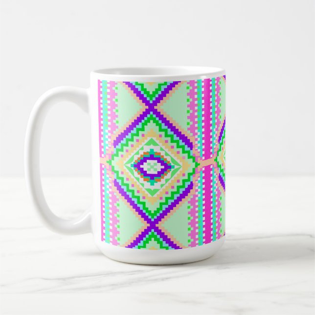 Colorful Geometric Boho Pattern Kaffemugg (Vänster)