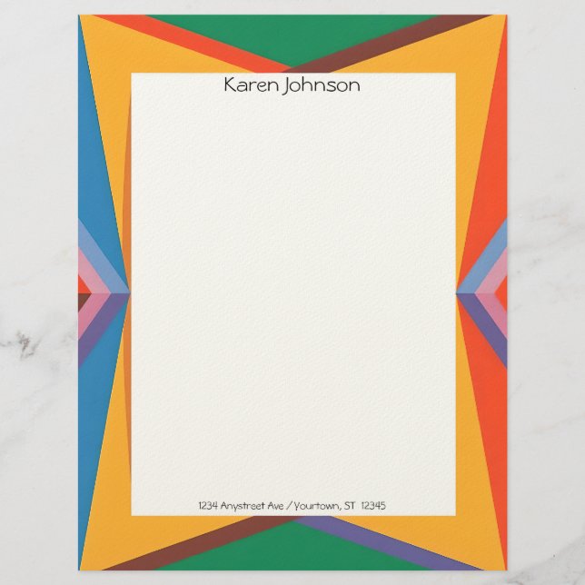 Colorful Geometric Border Stationery Paper Brevhuvud (Framsida)