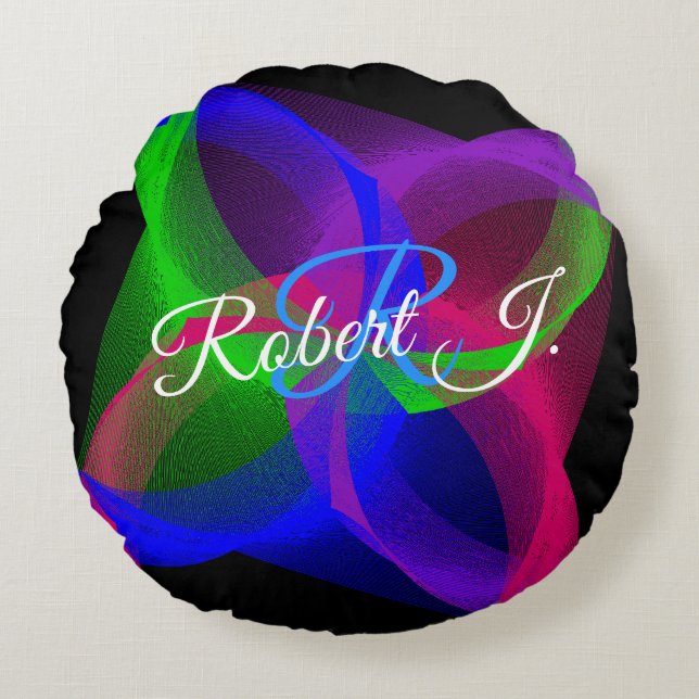 Colorful Geometric Circular Blend Round Pillow Rund Kudde (Framsidan)