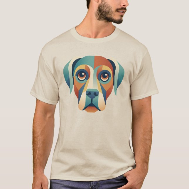 Colorful Geometric Dog Face Men's T-Shirt (Framsida)