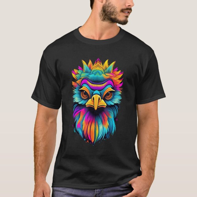 Colorful Geometric Emu Bird   Pop Animal T Shirt (Framsida)