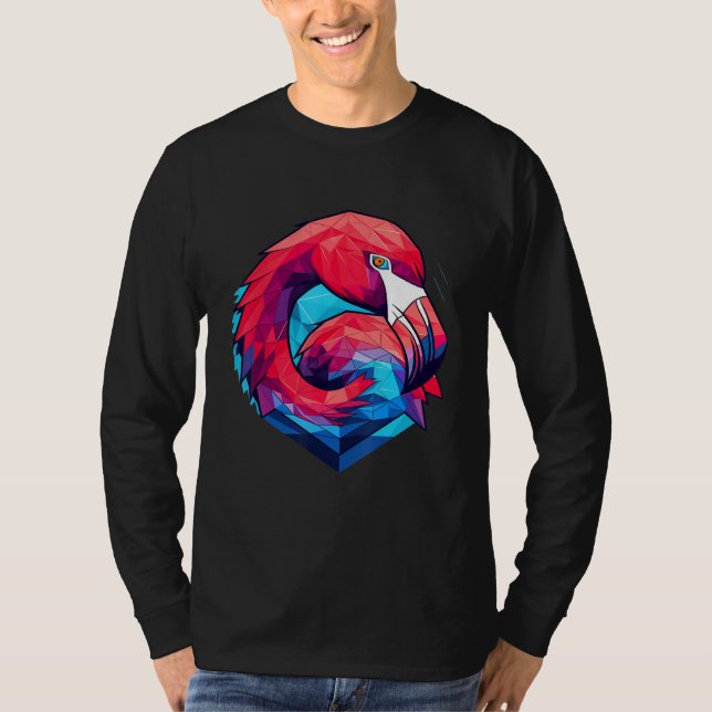 Colorful geometric Flamingo T Shirt (Framsida)