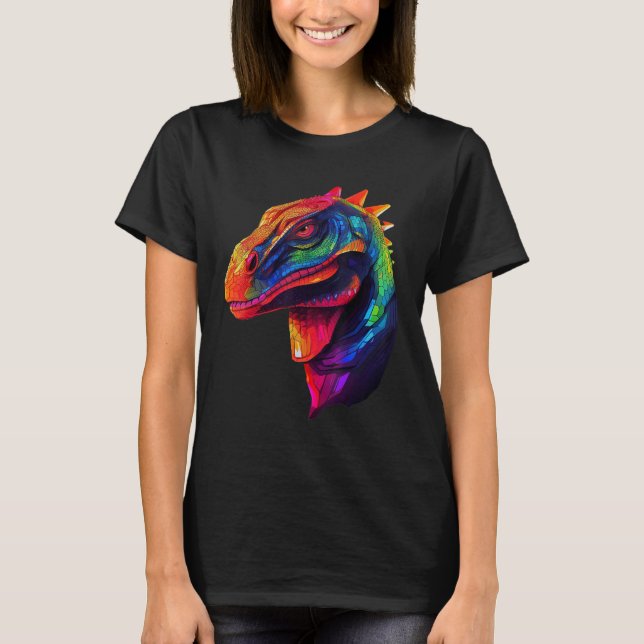 Colorful Geometric Komodo Dragons Lizard Pop Anima T Shirt (Framsida)