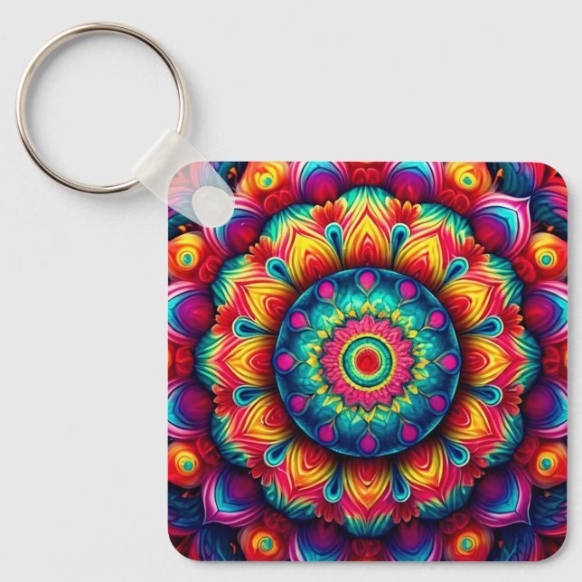 Colorful Geometric Mandala Mönster-342678 Nyckelring (Framsida)