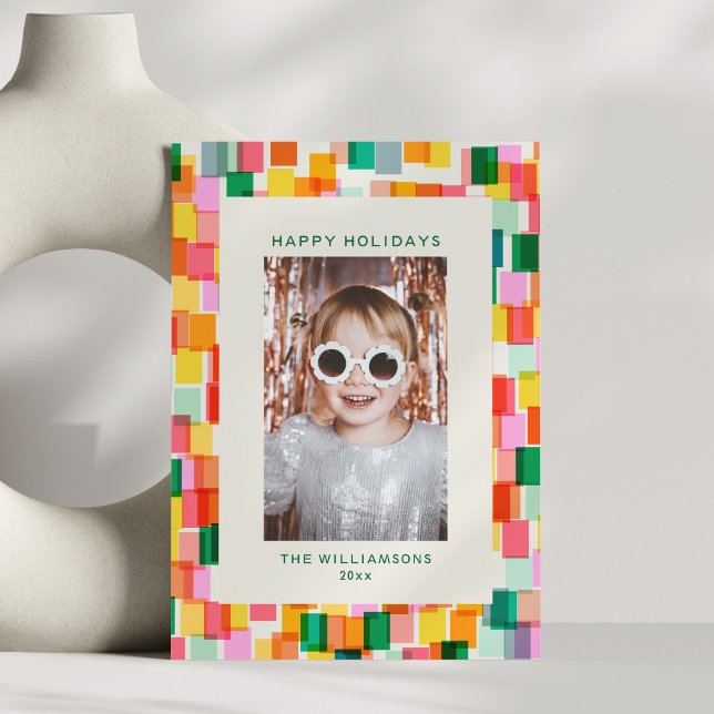 Colorful Geometric Modern Christmas Photo Border Julkort (Skapare uppladdad)