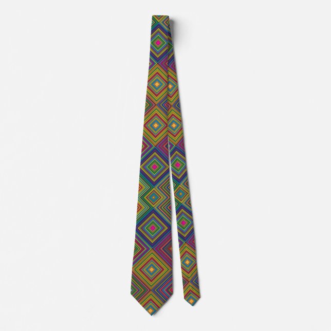 Colorful geometric pattern tie displayed front  slips (Framsida)