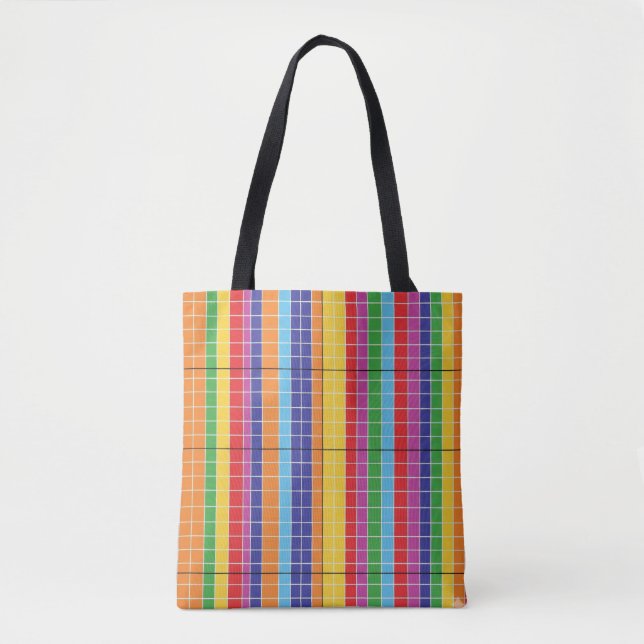 Colorful Geometric Pattern Tote Bag – Modern Rainb Tygkasse (Framsida)