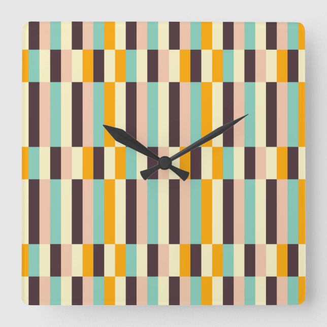 Colorful geometric pattern with vertical stripes  fyrkantig klocka (Framsida)