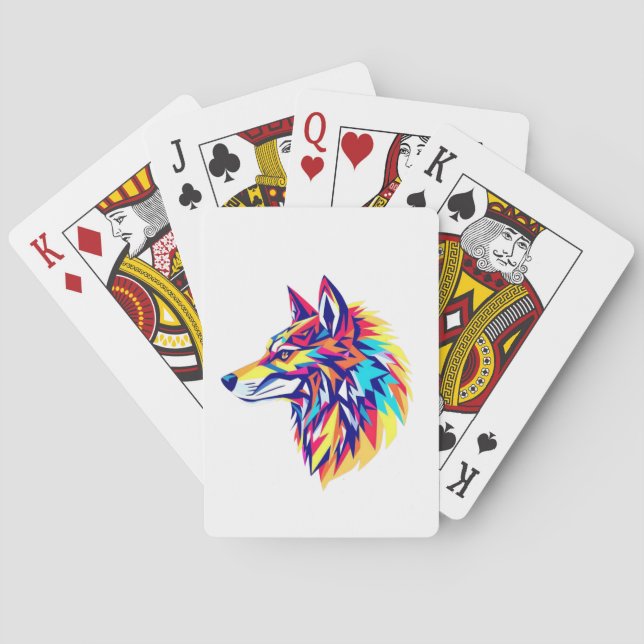 Colorful Geometric Wolf Classic Playing Cards Casinokort (Baksidan)