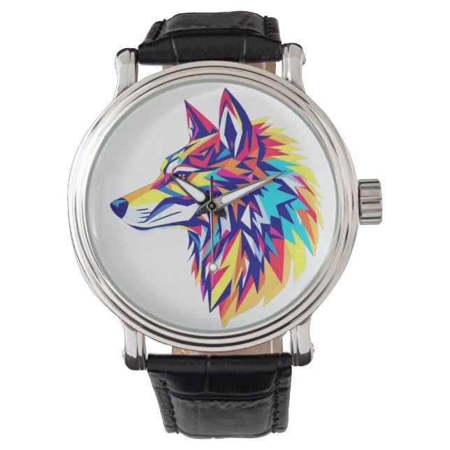 Colorful Geometric Wolf eWatch Watch Armbandsur (Framsida)