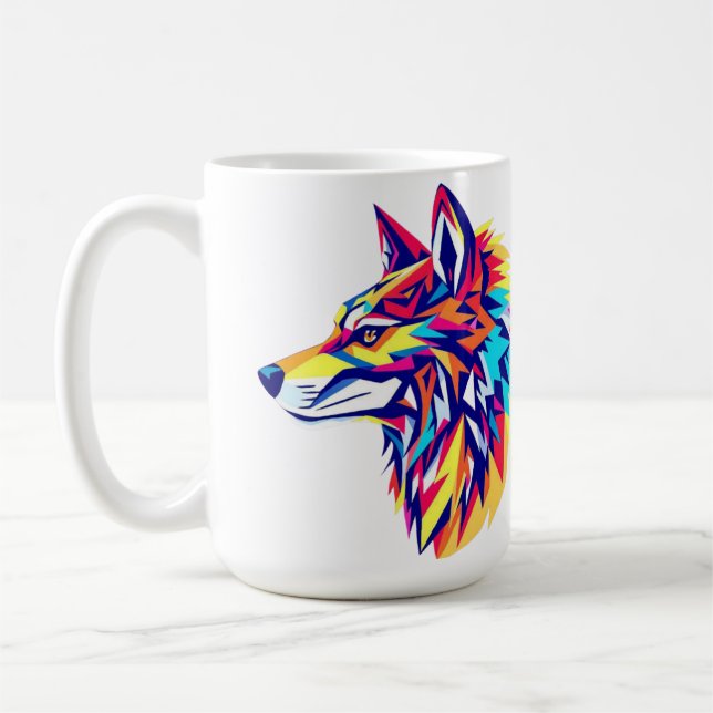 Colorful Geometric Wolf Mug Kaffemugg (Vänster)
