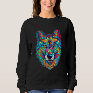 Colorful geometric Wolf T Shirt
