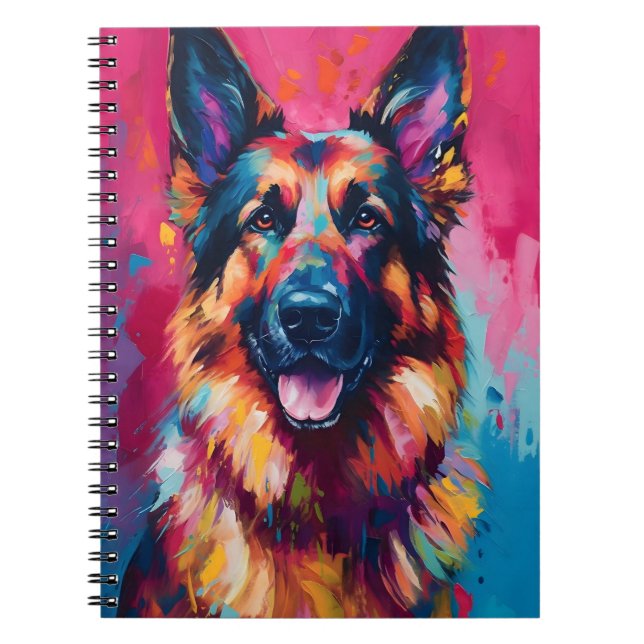 Colorful German Shepherd Anteckningsbok (Framsidan)