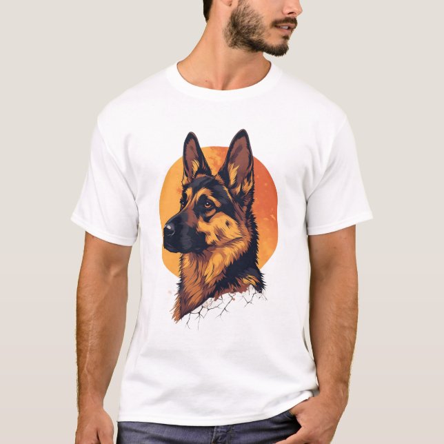 Colorful German Shepherd Dog Lover  T Shirt (Framsida)