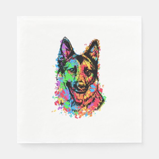 Colorful German Shepherd Pappersservett (Framsidan)