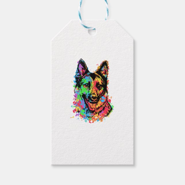 Colorful German Shepherd Presentetikett (Framsidan)