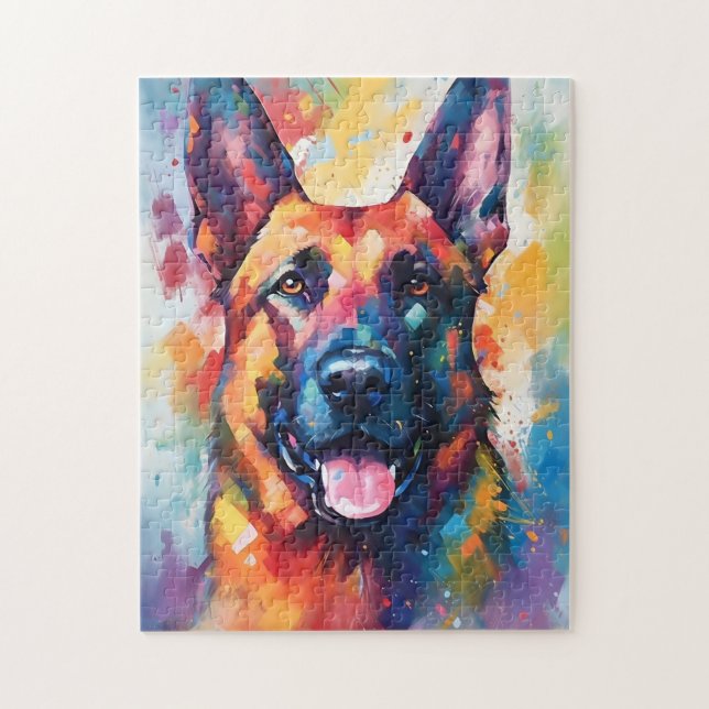 Colorful German Shepherd Pussel (Vertikal)