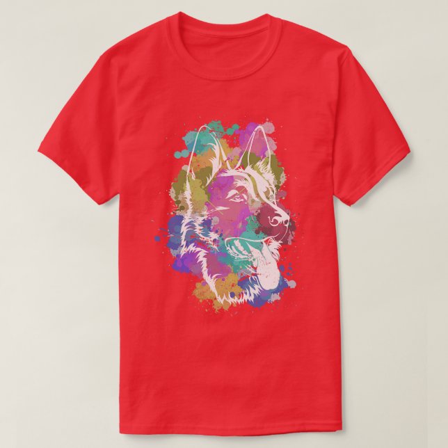 Colorful German Shepherd T Shirt (Design framsida)