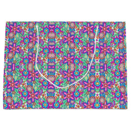 Colorful gift bag with intricate, vibrant floral