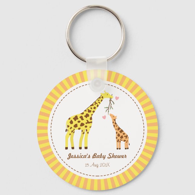 Colorful Giraffe Mamma och Baby Party favors Nyckelring (Framsida)